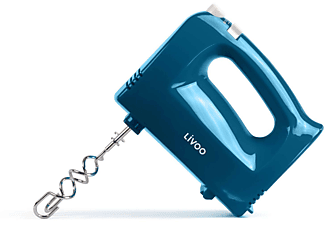 LIVOO Handmixer Handrührgerät Rührbesen Knethaken DOP162B blau Handmixer Blau (200 Watt)