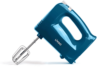 LIVOO Handmixer Handrührgerät Rührbesen Knethaken DOP162B blau Handmixer Blau (200 Watt)