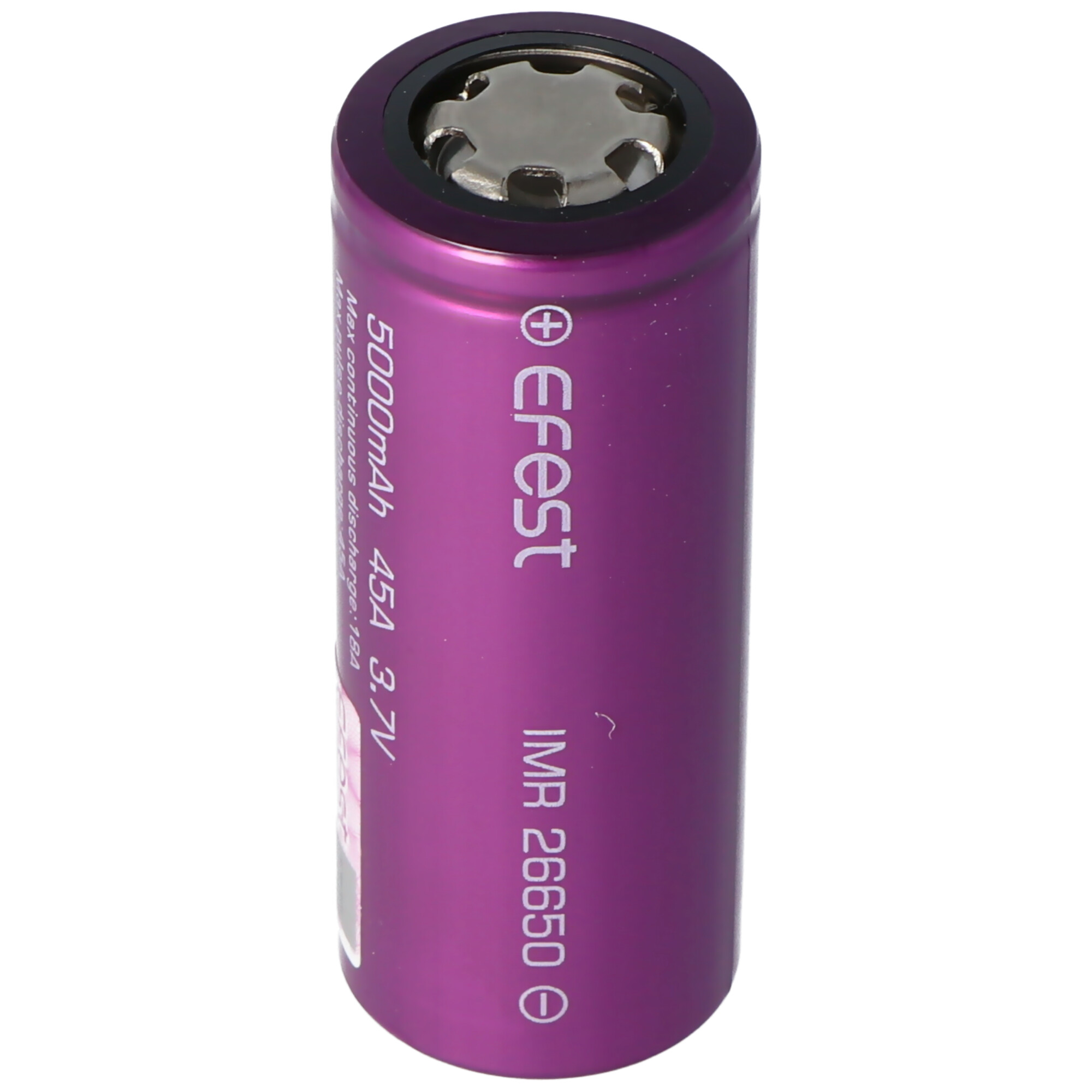 5000mAh, Li-Ion Li-Ion-Akku ungeschützt 3,6V Purple - IMR26650 26,12x66,5mm mAh - 3,7V Lithium-Ionen Akku, EFEST 5000