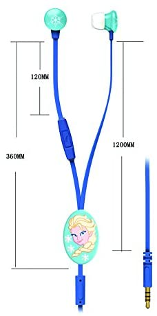 Kopfhörer mit Frozen-Design, verbunden mit einer Steuerung und einem Stecker.