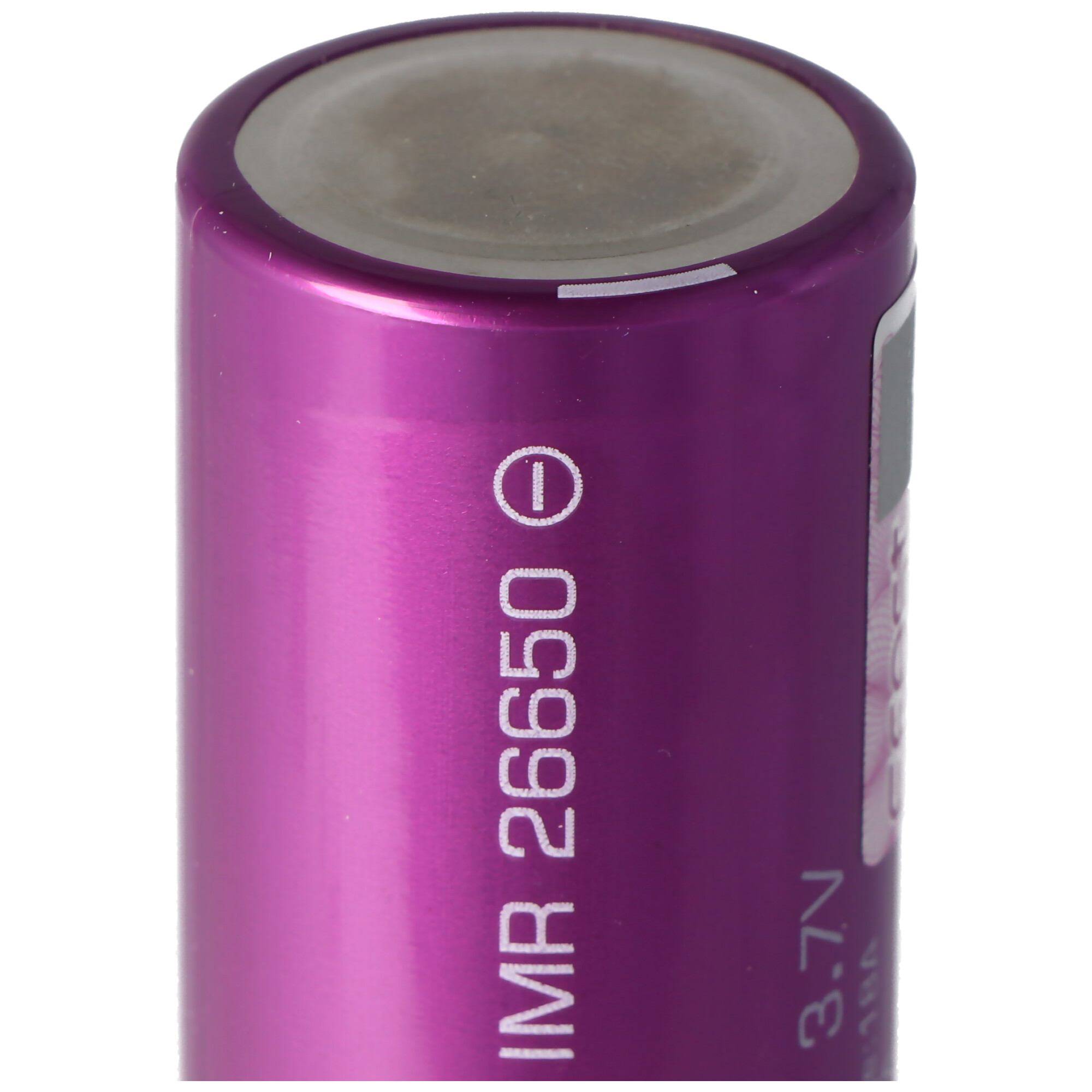 Purple IMR 26650 battery with text 'IMR 26650' and '3.7V 18A'.