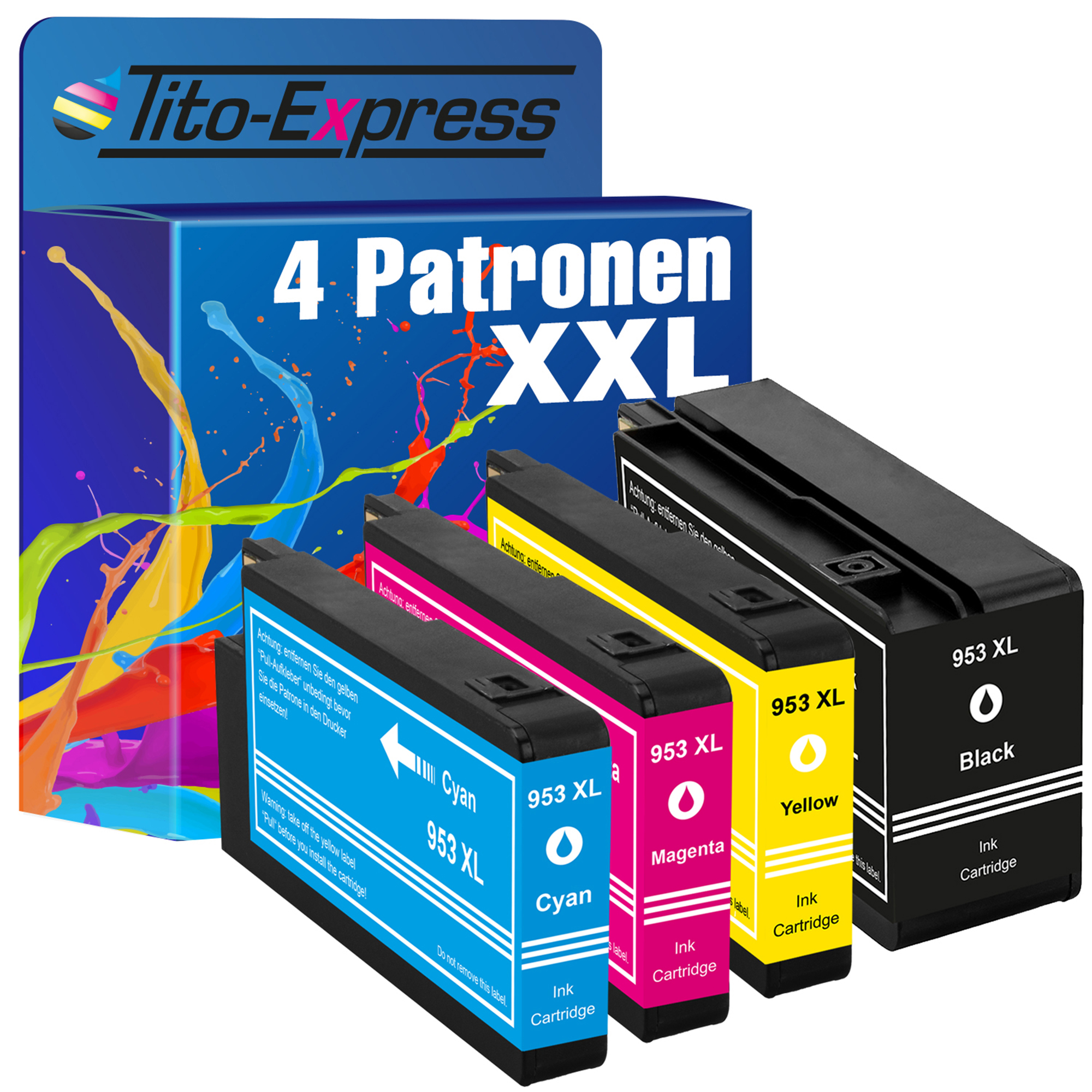 HP Magenta Cyan, 4er Set TITO-EXPRESS 953 (3HZ52AE) PLATINUMSERIE ersetzt XL Yellow, Black, Tintenpatronen