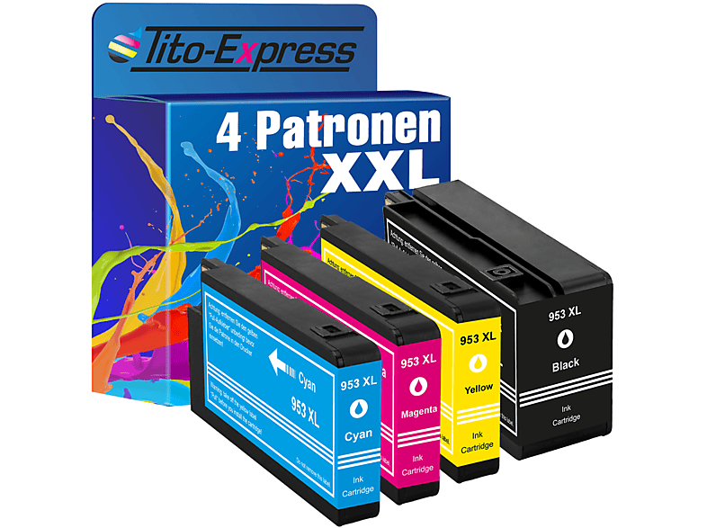 HP Magenta Cyan, 4er Set TITO-EXPRESS 953 (3HZ52AE) PLATINUMSERIE ersetzt XL Yellow, Black, Tintenpatronen