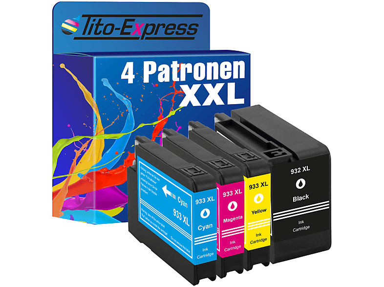 933 TITO-EXPRESS 4er HP Black, XL PLATINUMSERIE 932 Set & Yellow, Tintenpatronen Cyan, (C2P42AE) Magenta ersetzt XL