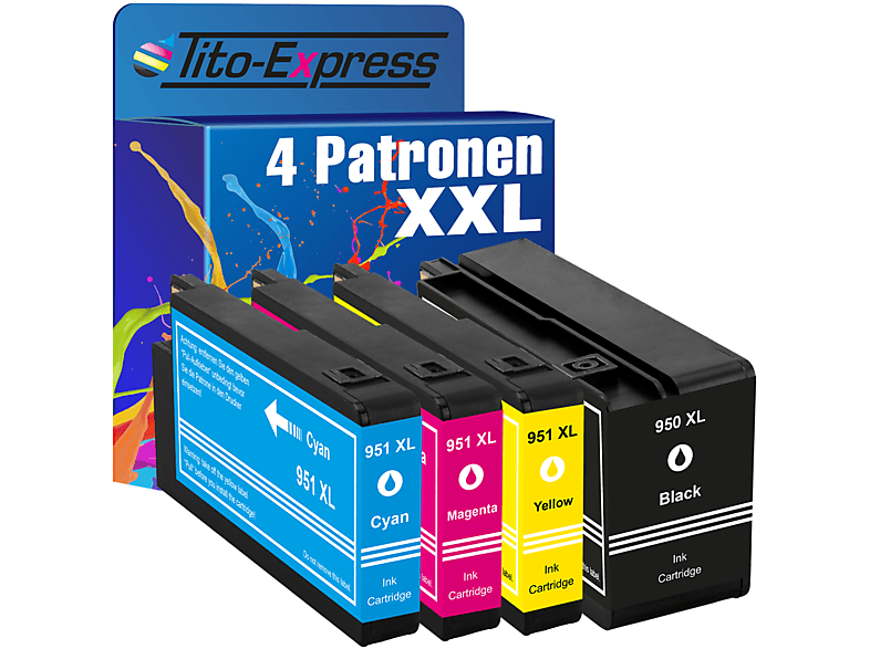 ersetzt & yellow black, PLATINUMSERIE HP cyan, Set XL 4er TITO-EXPRESS XL 951 (C2P43AE) 950 magenta, Tintenpatronen