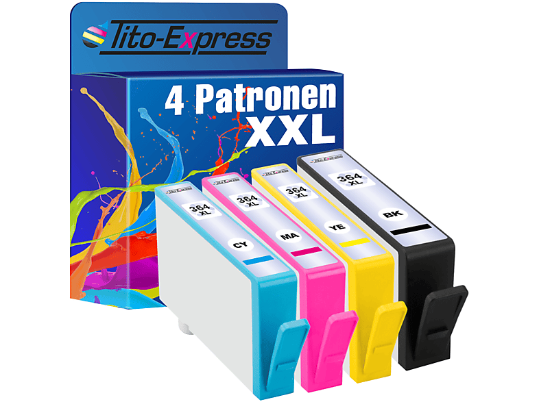 TITO-EXPRESS PLATINUMSERIE 4er Set ersetzt HP 364 XL Tintenpatronen Black, Cyan, Yellow, Magenta (N9J74AE)