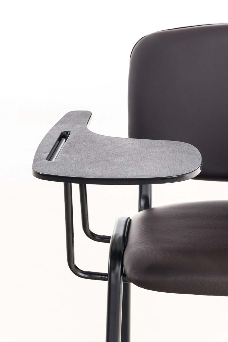 Bürostuhl mit Schreibplatte. Schwarzes Leder mit schwarzer Schreibfläche.