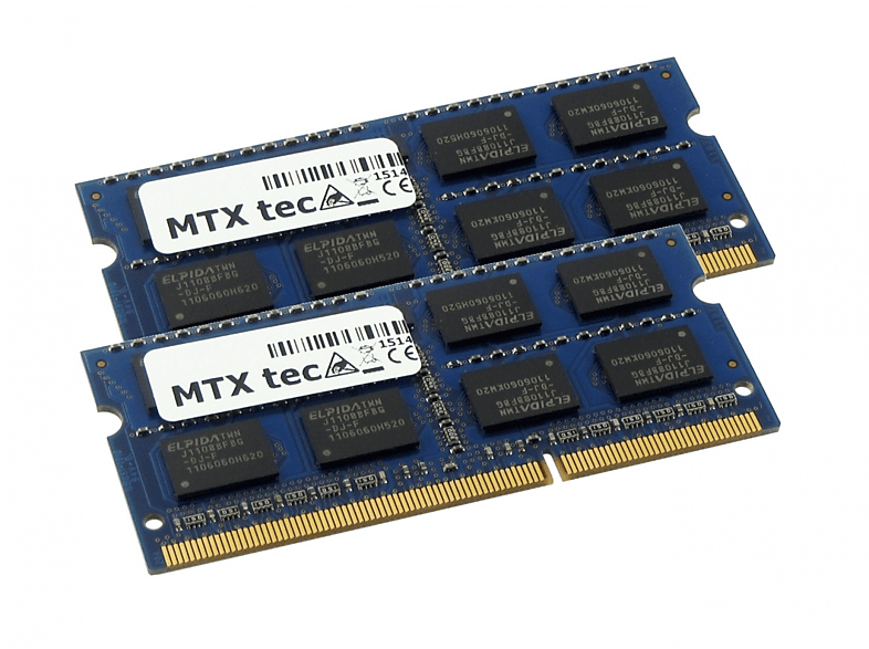 MTXTEC 4GB Kit 2x 2GB DDR3 1333MHz SODIMM DDR3 PC3-10600, 204 Pin RAM Laptop-Speicher Notebook-Speicher 2 GB DDR3
