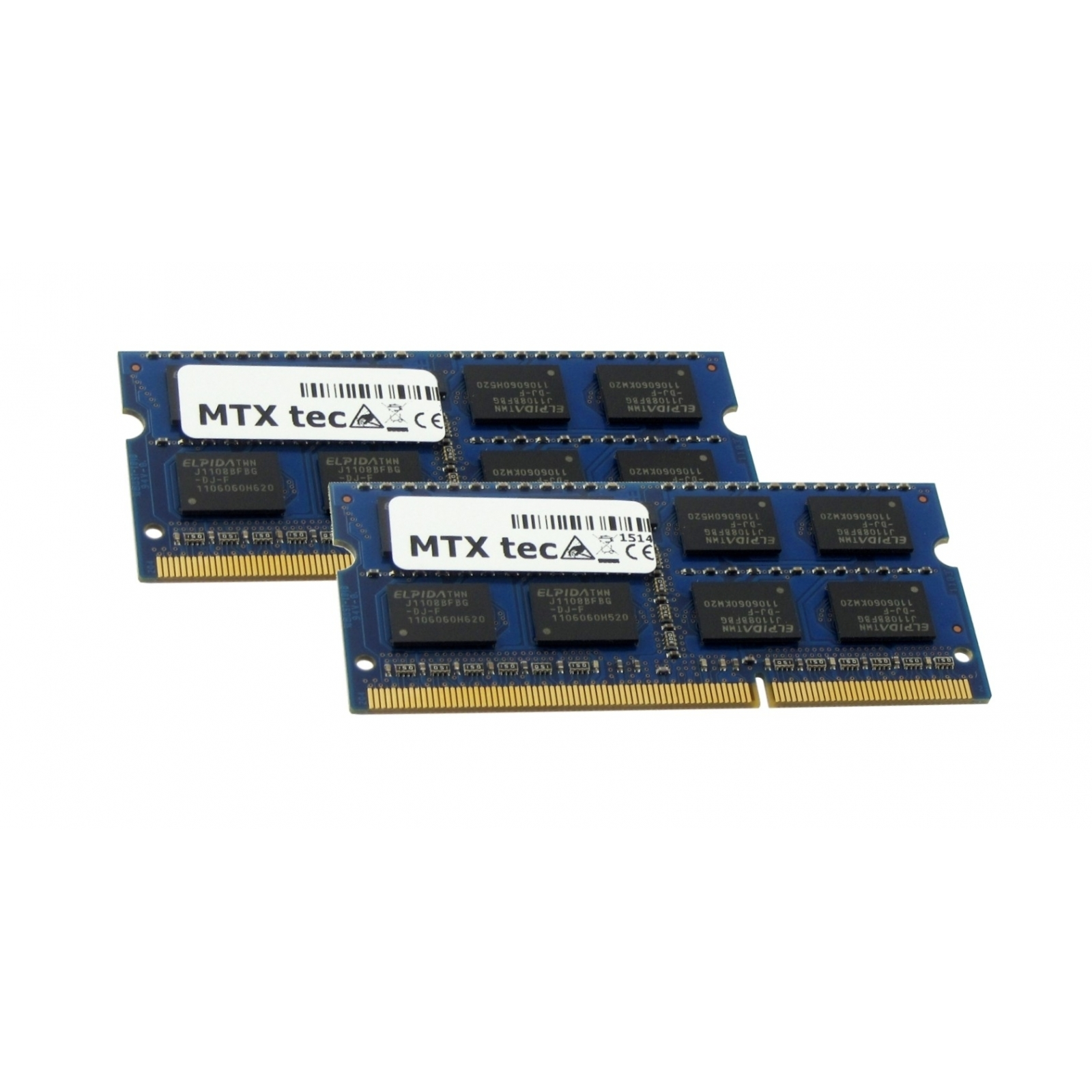 MTXTEC 16GB Kit 2x Pin, DDR3L 204 RAM 8 1.35V 8GB DDR3 DDR3 GB SODIMM PC3-12800, 1600MHz Laptop-Speicher Notebook-Speicher