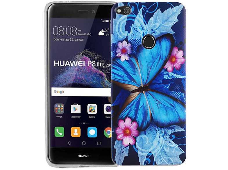 KÖNIG DESIGN Bumper, Lite P8 Backcover, Handyhülle Huawei, 2017, Blau
