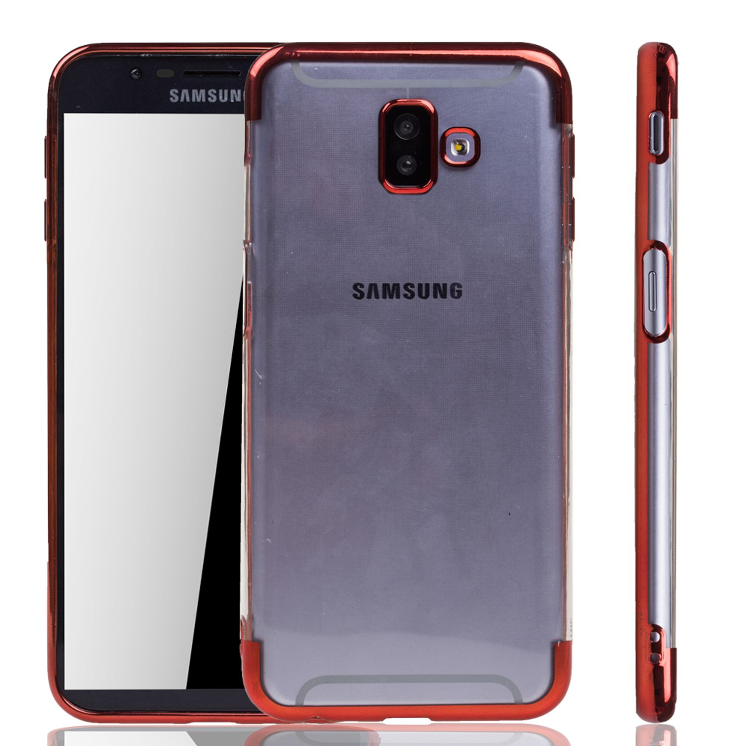 Schutzhülle, KÖNIG DESIGN Backcover, Rot Plus, Galaxy Samsung, J6