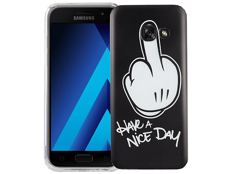 Samsung, A3 Bumper, KÖNIG Galaxy (2017), DESIGN Schwarz Backcover, Handyhülle