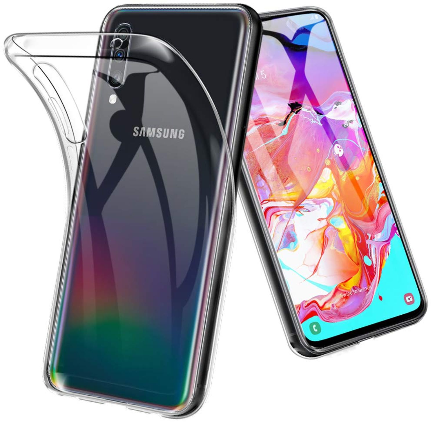KÖNIG DESIGN Handyhülle Ultra Galaxy Samsung, Bumper, Dünn Transparent Backcover, A70