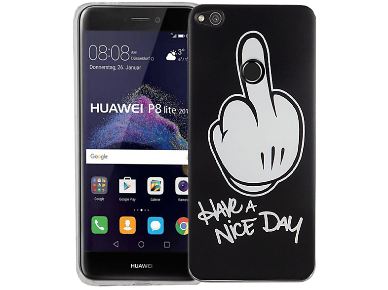 Huawei, Bumper, Lite Schwarz KÖNIG Backcover, 2017, Handyhülle P8 DESIGN