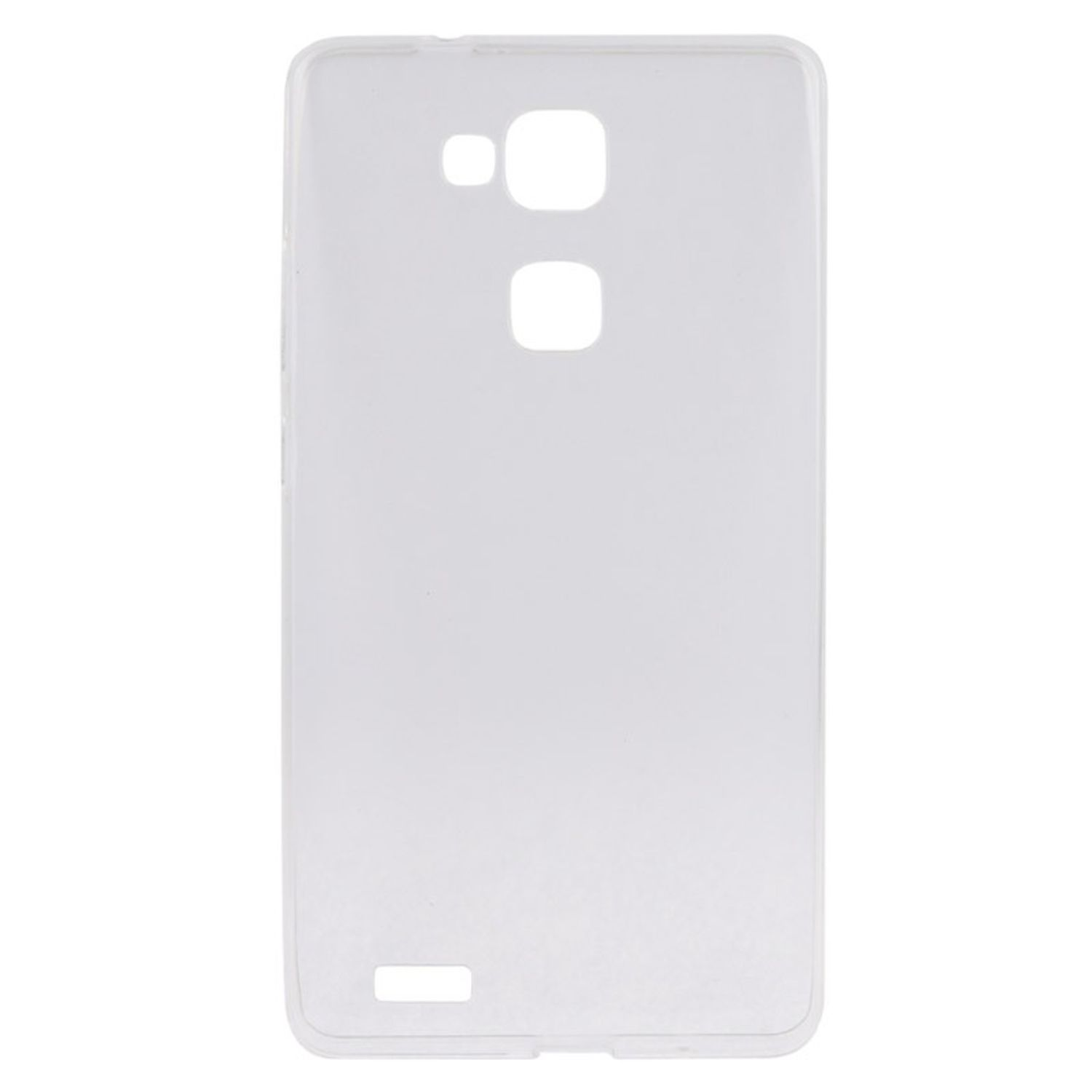 Weißes Handycase, einfaches Design, mit Kamera- und Knopfausschnitten, auf weißem Hintergrund.