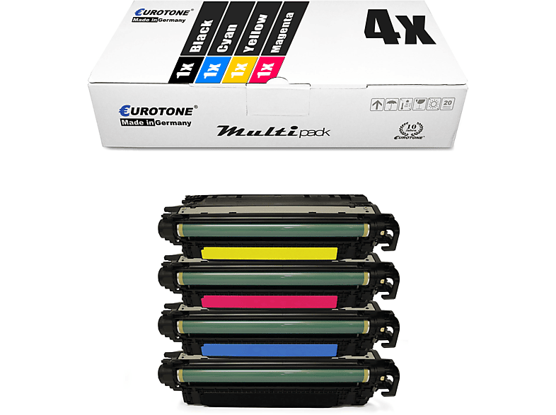 EUROTONE ersetzt HP CF360X-63X 508X 4er Set Toner Cartridge Mehrfarbig (CF360X / 508X CF361X / 508X CF363X / 508X CF362X / 508X)
