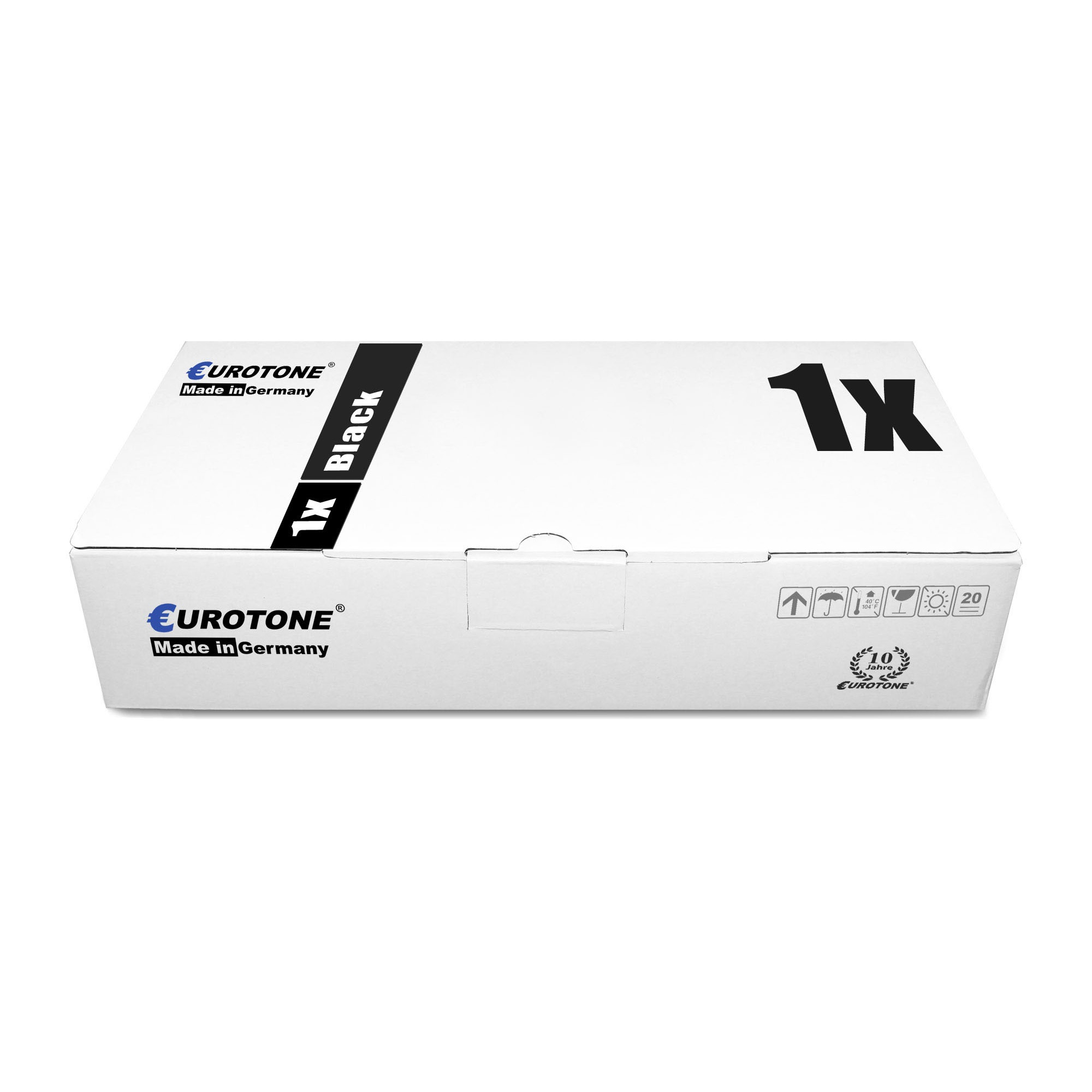 Eine Box für schwarze Tintenpatronen. Weißer Hintergrund.