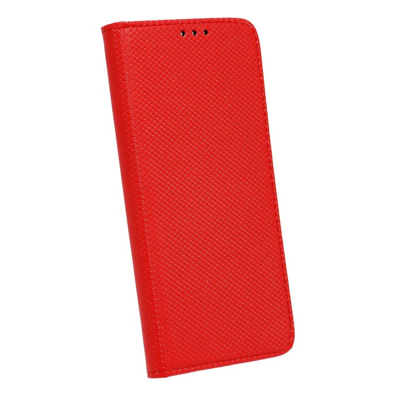 Rotes Handy-Case mit strukturiertem Muster. Es ist ein geschlossenes Case im Brieftaschenstil.