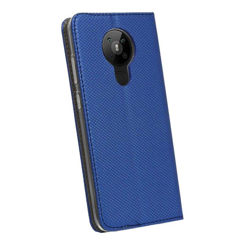 Blaue Handyhülle mit Kamera und strukturierter Oberfläche.