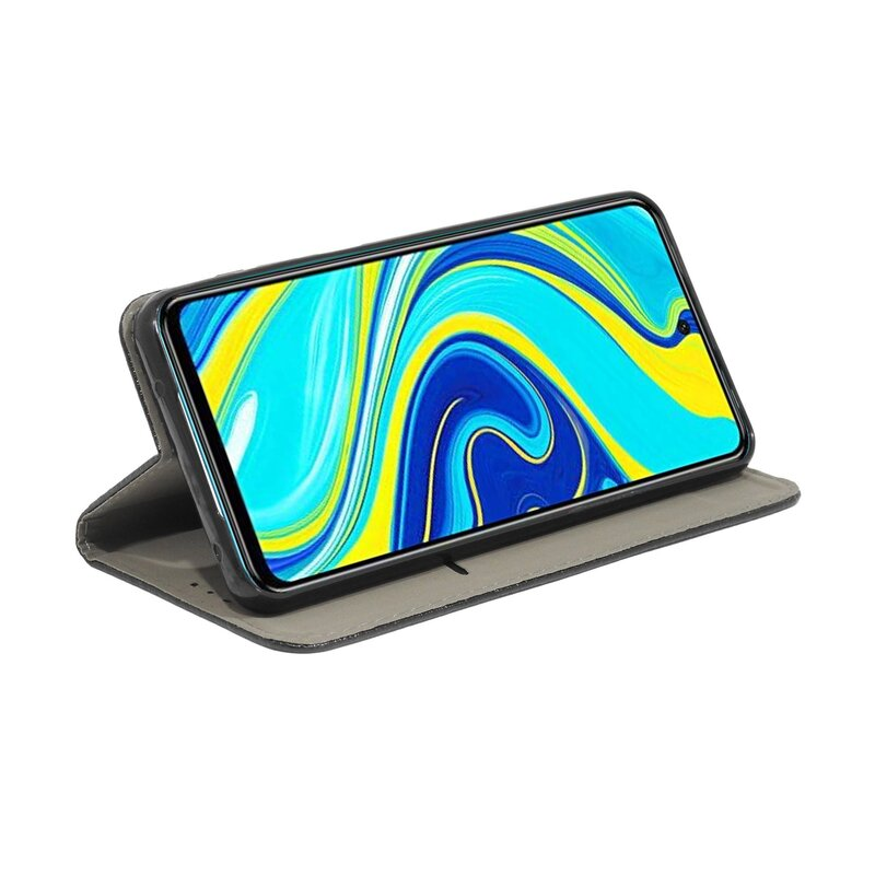 Smartphone-Bildschirm mit farbenfrohem Muster, in grauem Gehäuse, vor weißem Hintergrund.