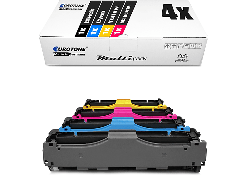 EUROTONE ersetzt HP CC530X-33A 304A 4er Set Toner Cartridge Mehrfarbig (CC530A / 304A CC531A / 304A CC533A / 304A CC532A / 304A)