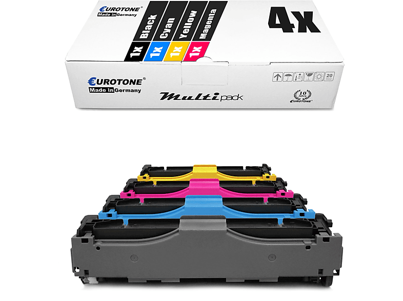 EUROTONE ersetzt Canon 046H BK 4er Set Toner Cartridge Mehrfarbig (046H BK / 1254 C 002 046H C / 1253 C 002 046H M / 1252 C 002 046H Y / 1251 C 002)