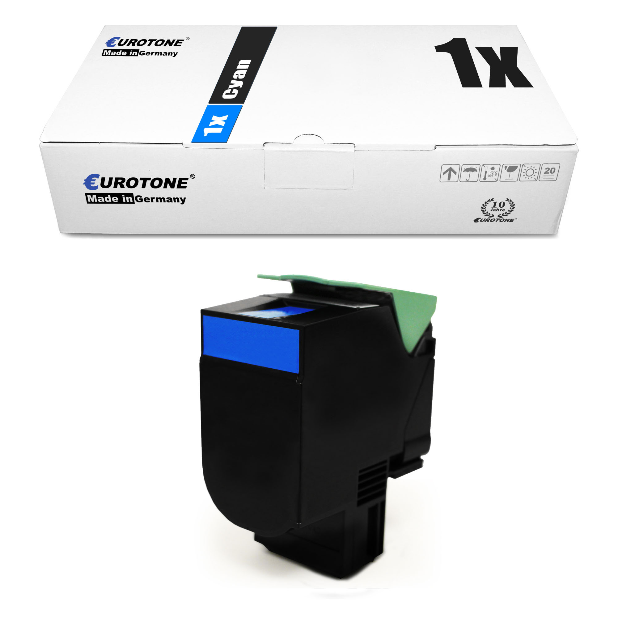 1xC EUROTONE (Lexmark 800X2) Toner 80C0X20 / Cyan CX510de Cartridge