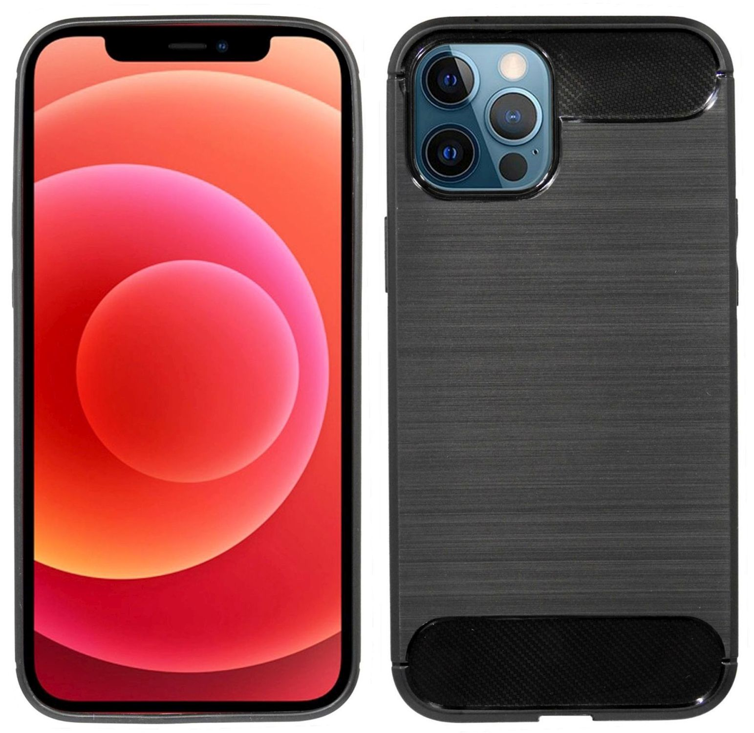 COFI Carbon-Look Case, Pro iPhone Max, 12 Bumper, Schwarz Apple