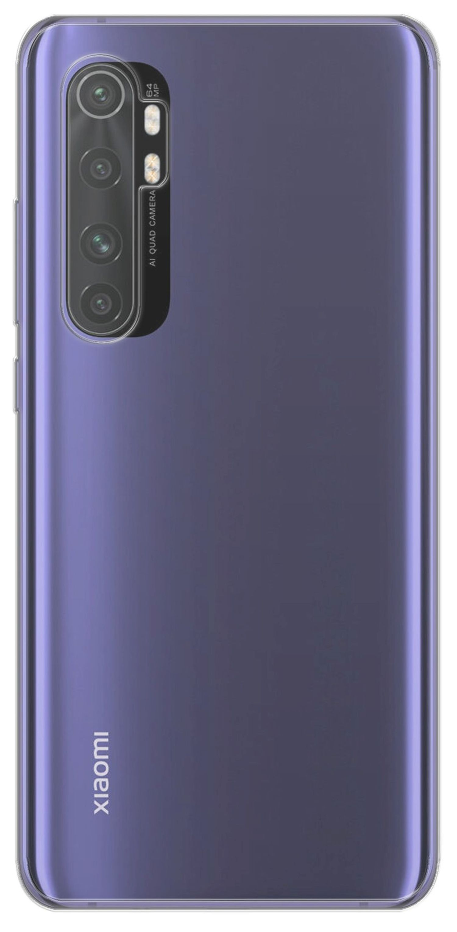 Lila Telefonrückseite. Das Telefon hat mehrere Kameras und einen Blitz. Xiaomi-Logo unten.