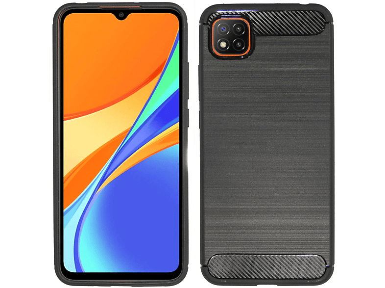 COFI Carbon-Look Case, Bumper, Xiaomi, Redmi 9C, Schwarz