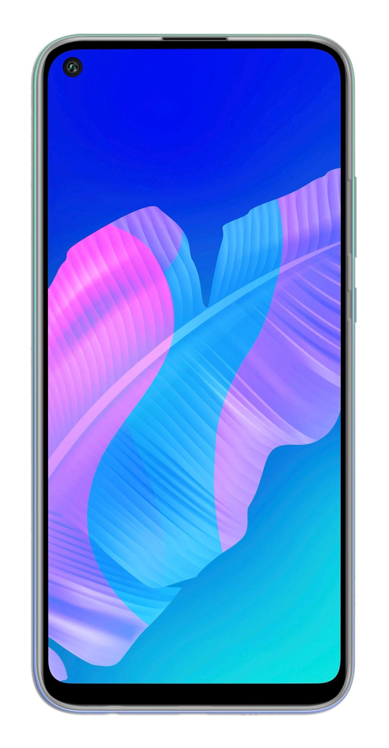 Ein Smartphone mit einem hellen, farbenfrohen Hintergrundbild auf dem Bildschirm wird vor weißem Hintergrund angezeigt.