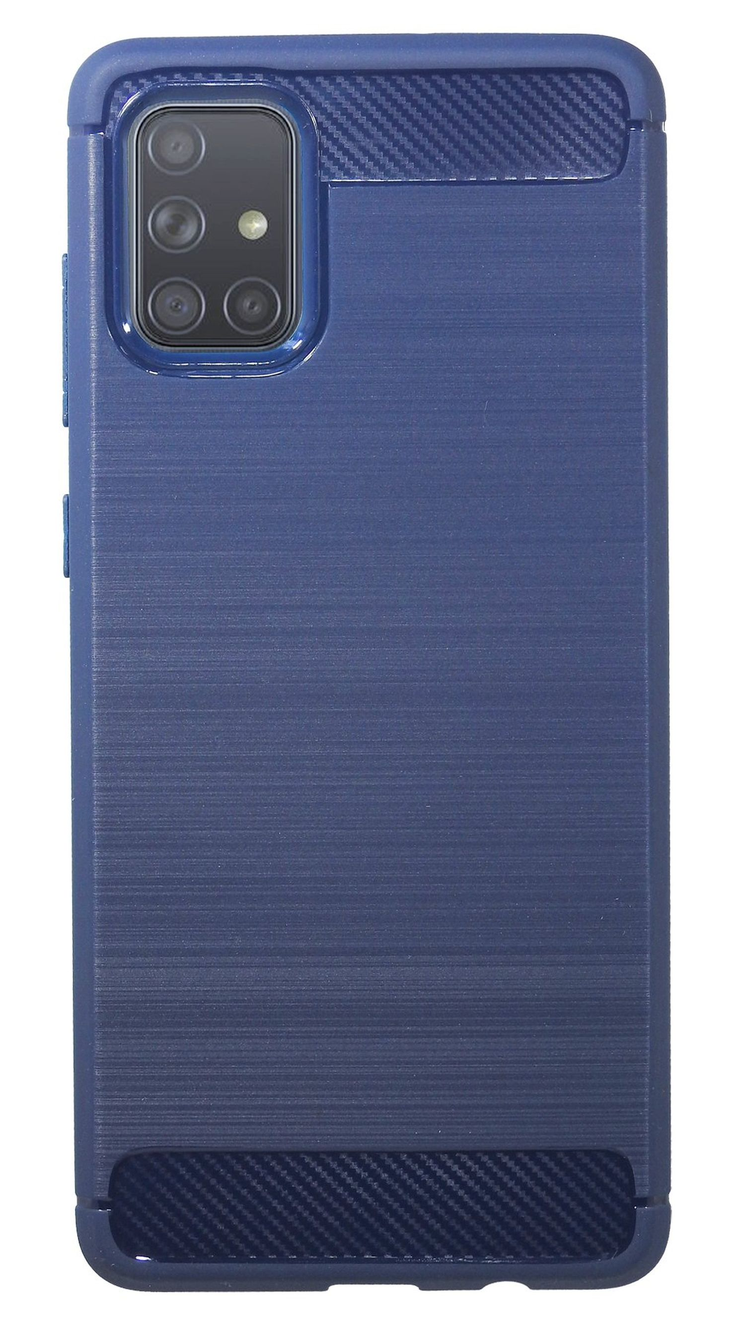 COFI Carbon-Look Case, A71, Bumper, Galaxy Samsung, Blau