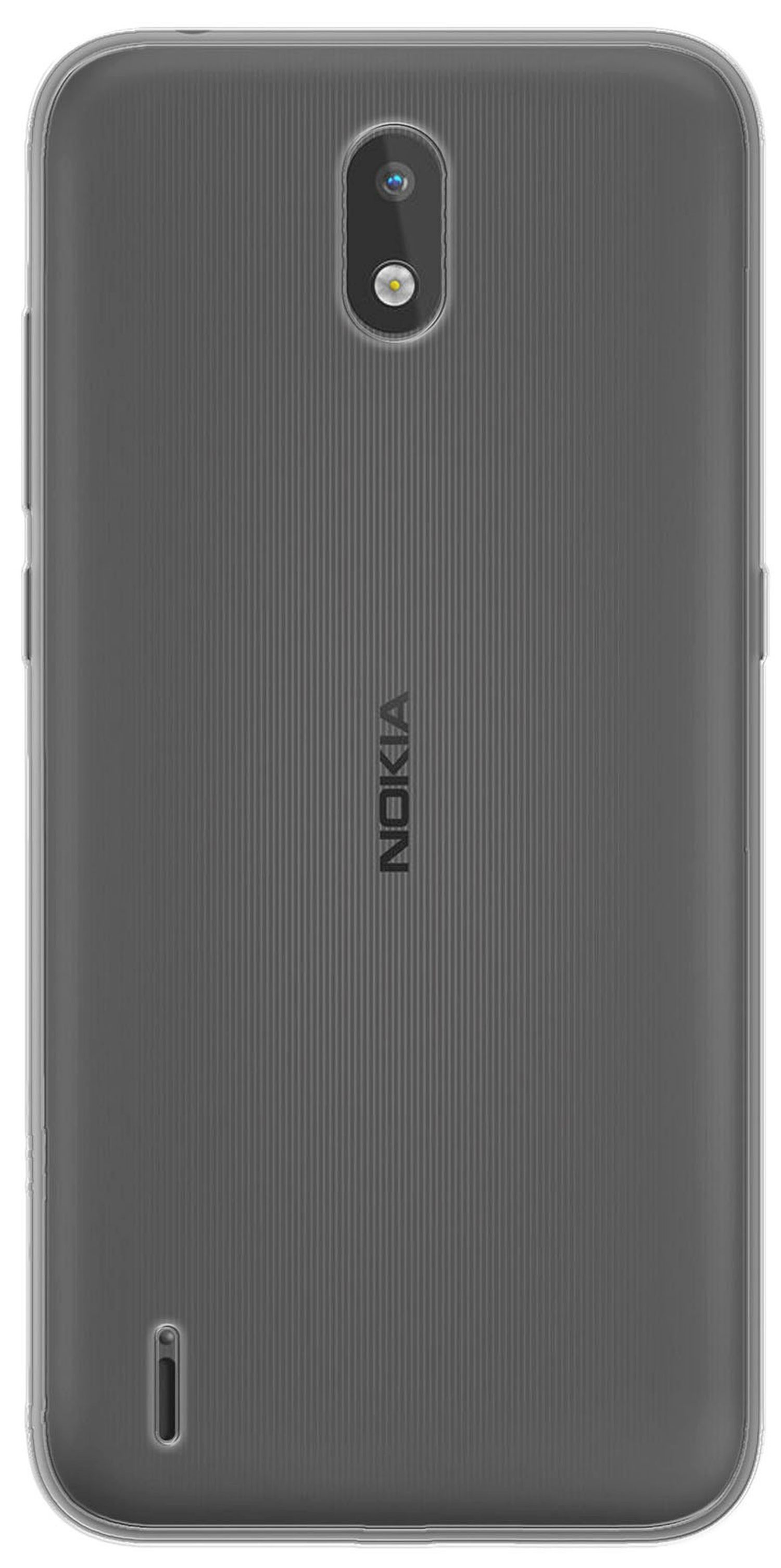 Schwarze Telefonrückseite mit Nokia-Logo. Vertikale Linien auf der Rückseite. Isoliert auf Weiß.