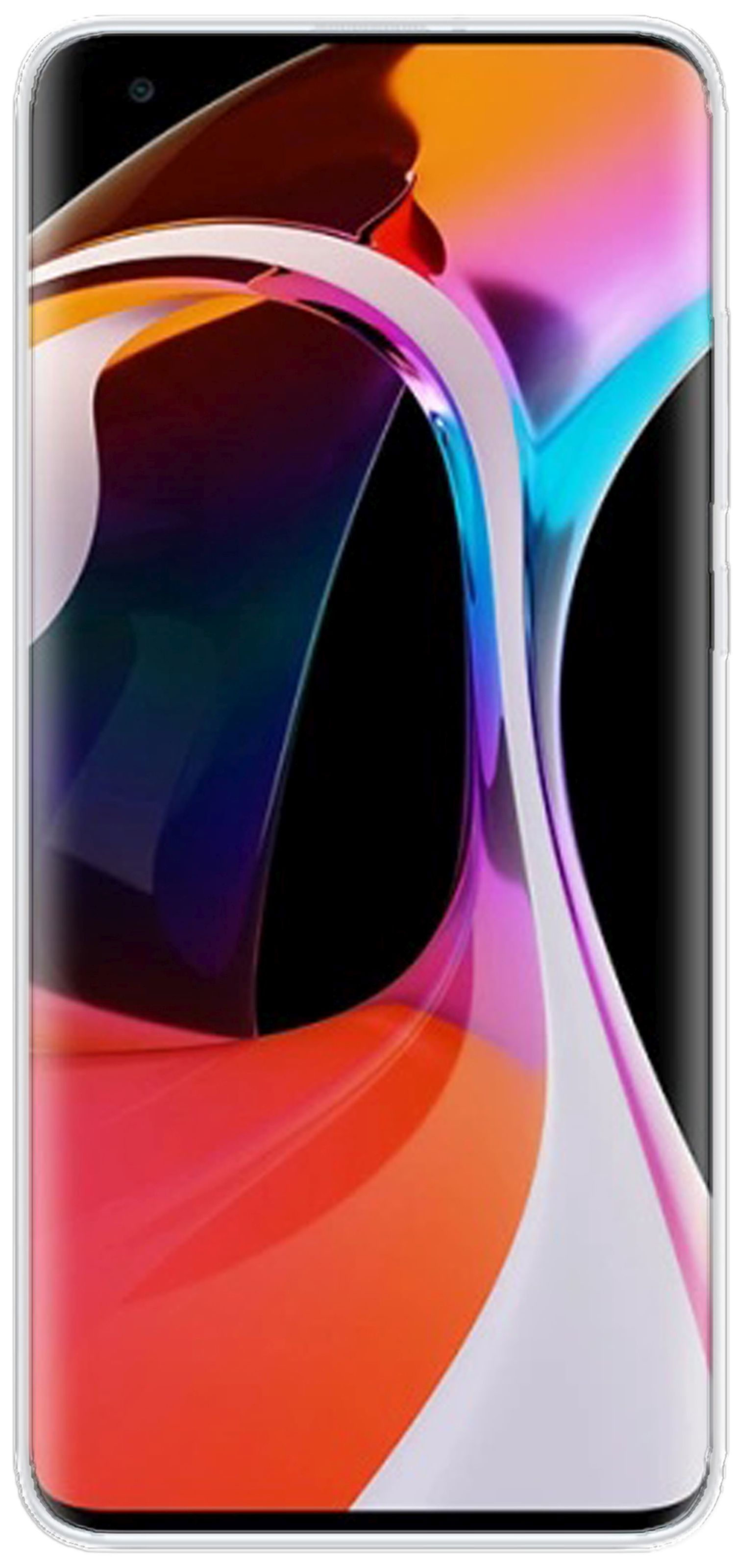 Ein Smartphone zeigt ein farbenfrohes abstraktes Bild auf seinem Bildschirm.