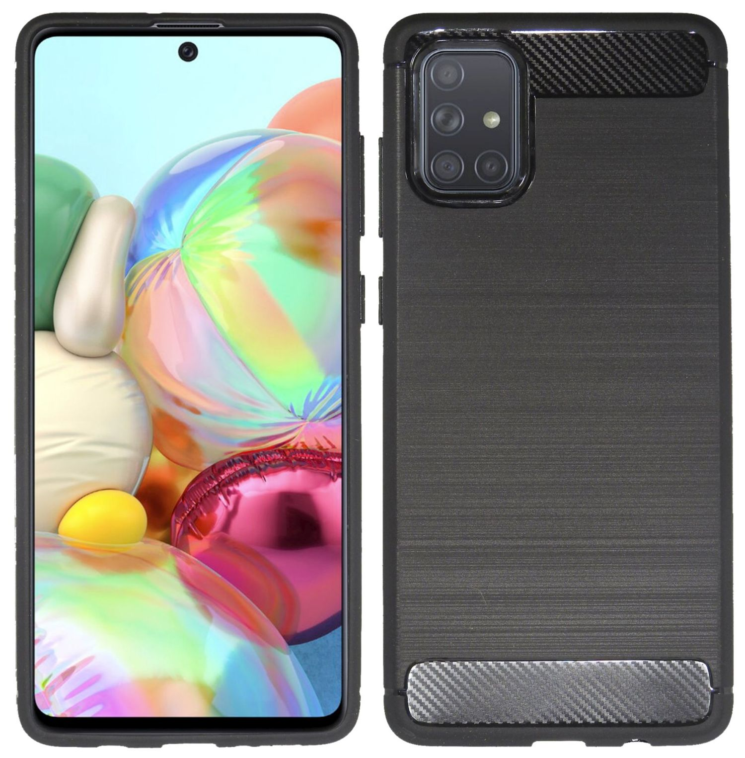 COFI Carbon-Look Case, A71, Bumper, Schwarz Galaxy Samsung