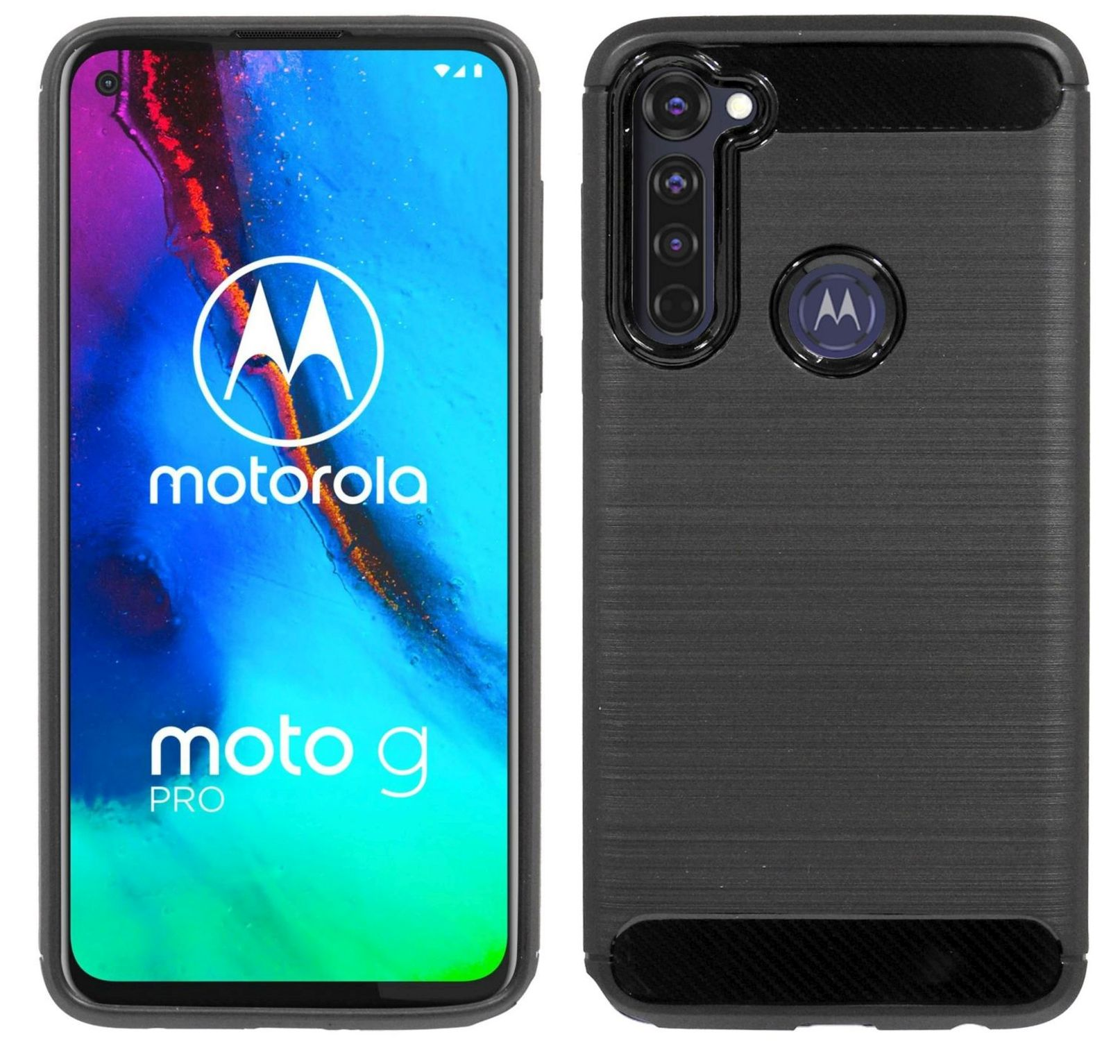 COFI Case, Schwarz Bumper, Pro, G Carbon-Look Motorola, Moto
