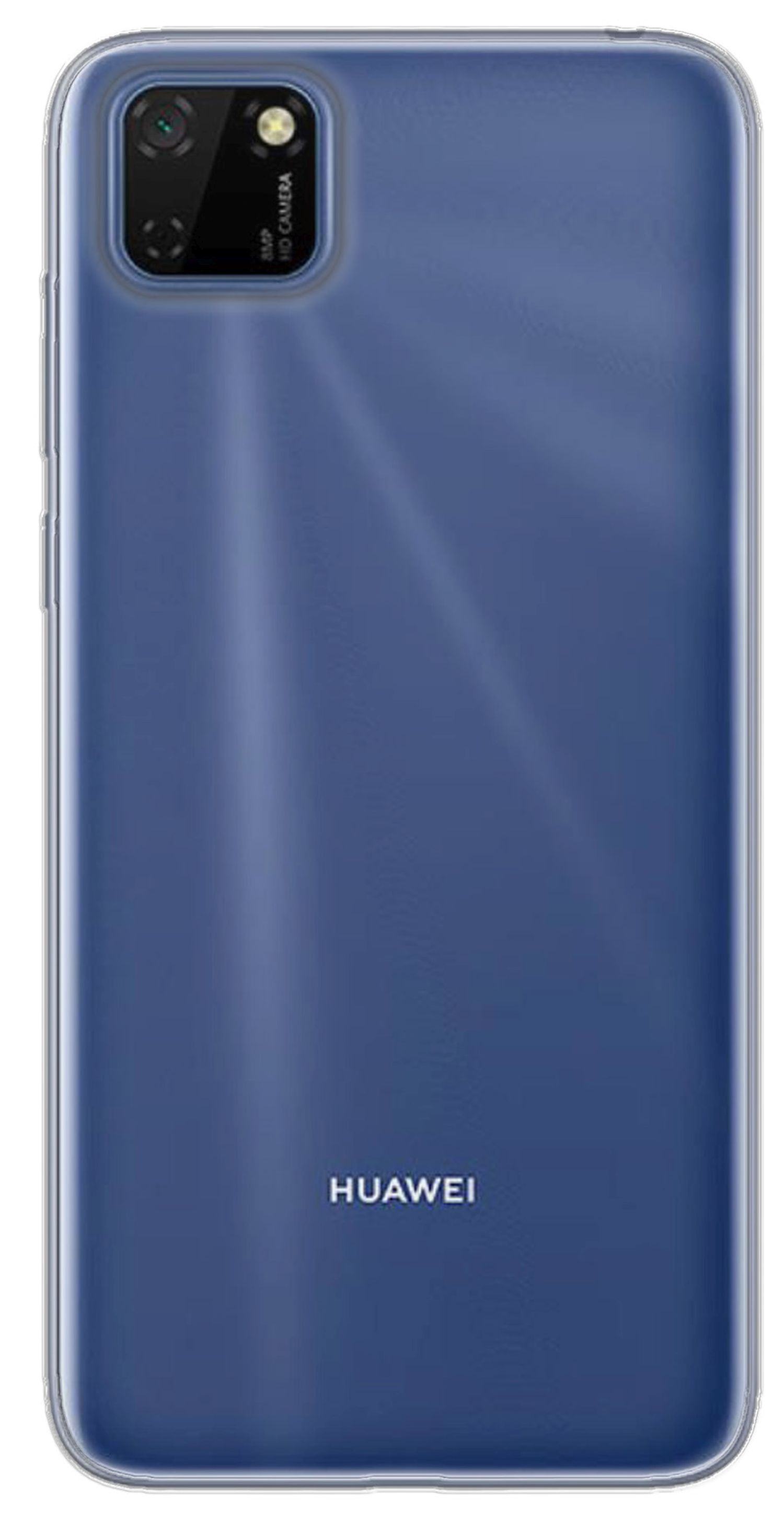 Rückseite eines dunkelblauen Huawei-Telefons mit Kameramodul und Huawei-Logo.