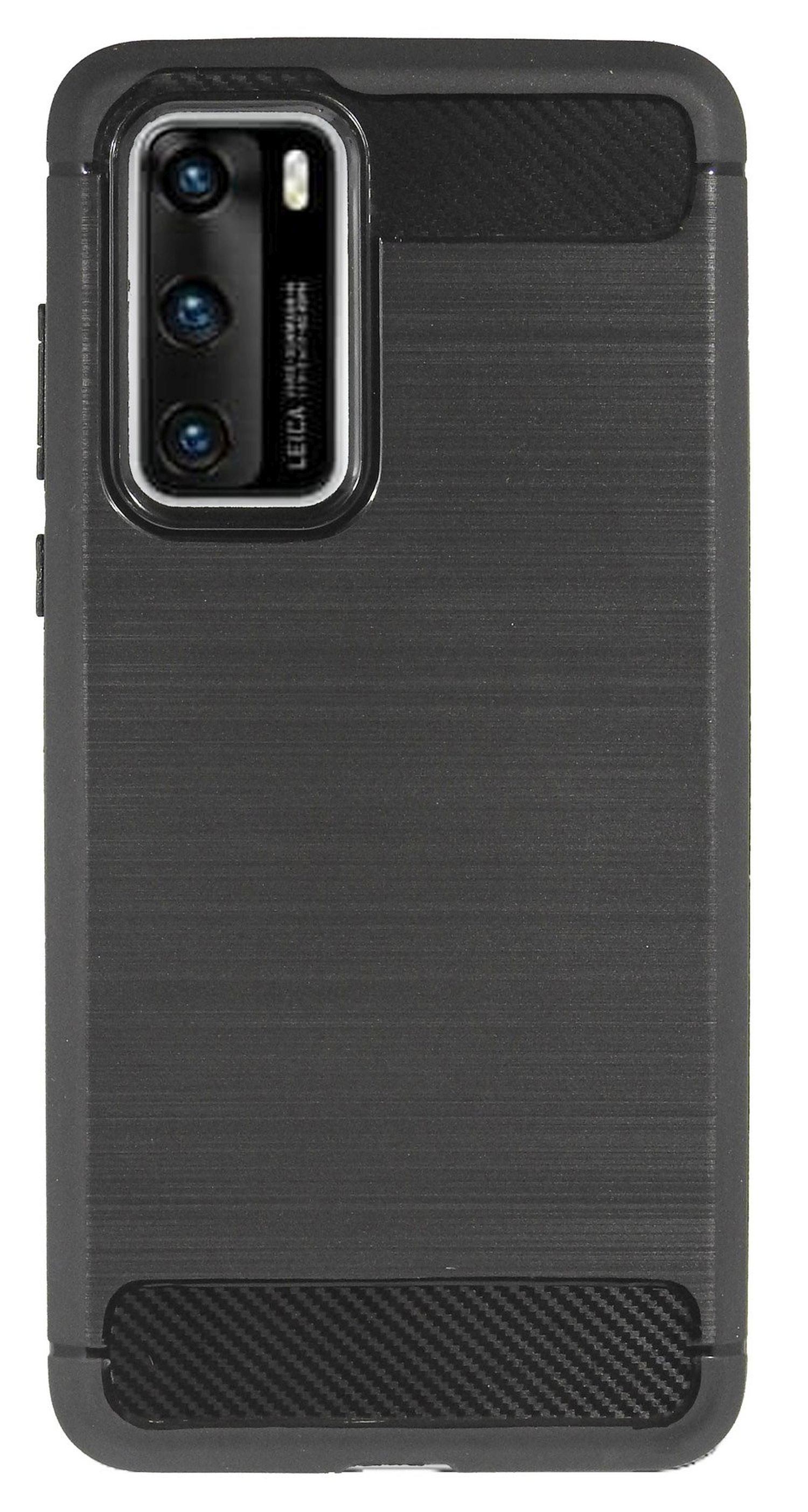 Schwarz Carbon-Look COFI Case, P40, Huawei, Bumper,