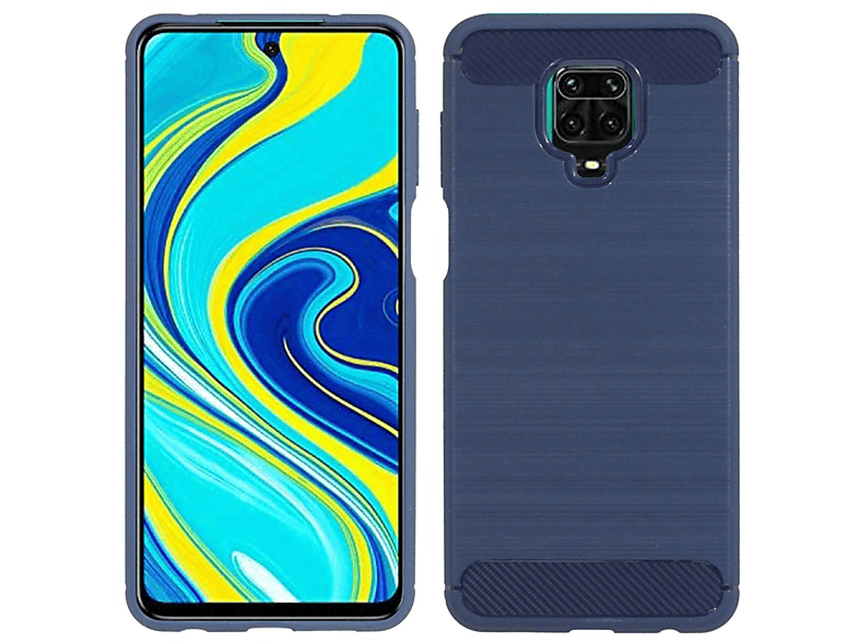 COFI Case, Max, Carbon-Look Redmi Pro Bumper, Xiaomi, Note 9 Blau