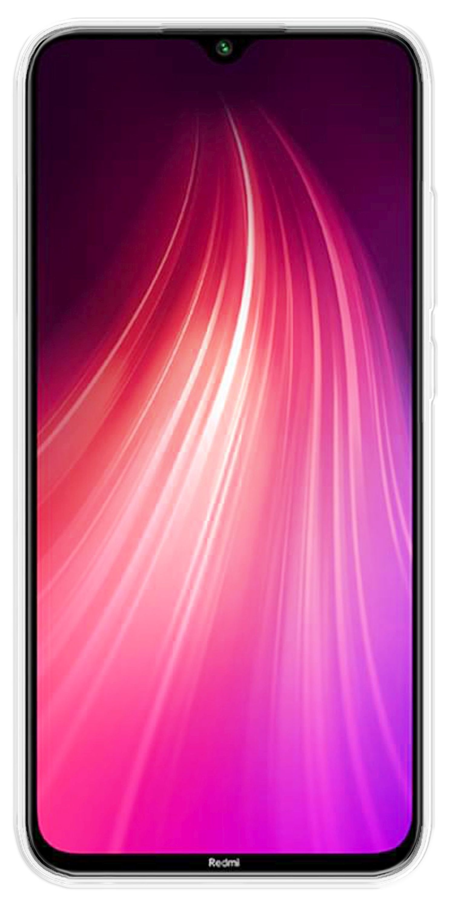 Telefonbildschirm mit rosa und rotem abstraktem Design. Weißes Gehäuse.
