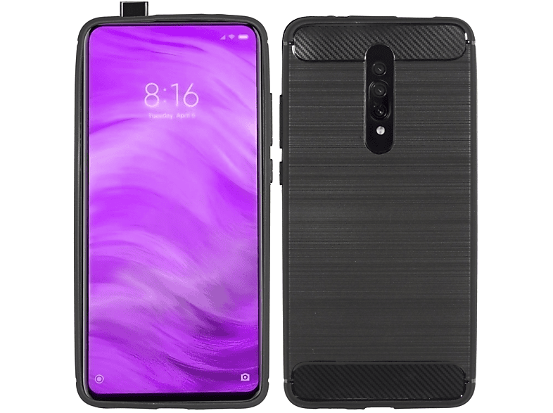 COFI Carbon-Look Case, Bumper, Xiaomi, Mi 9T / 9T Pro, Schwarz