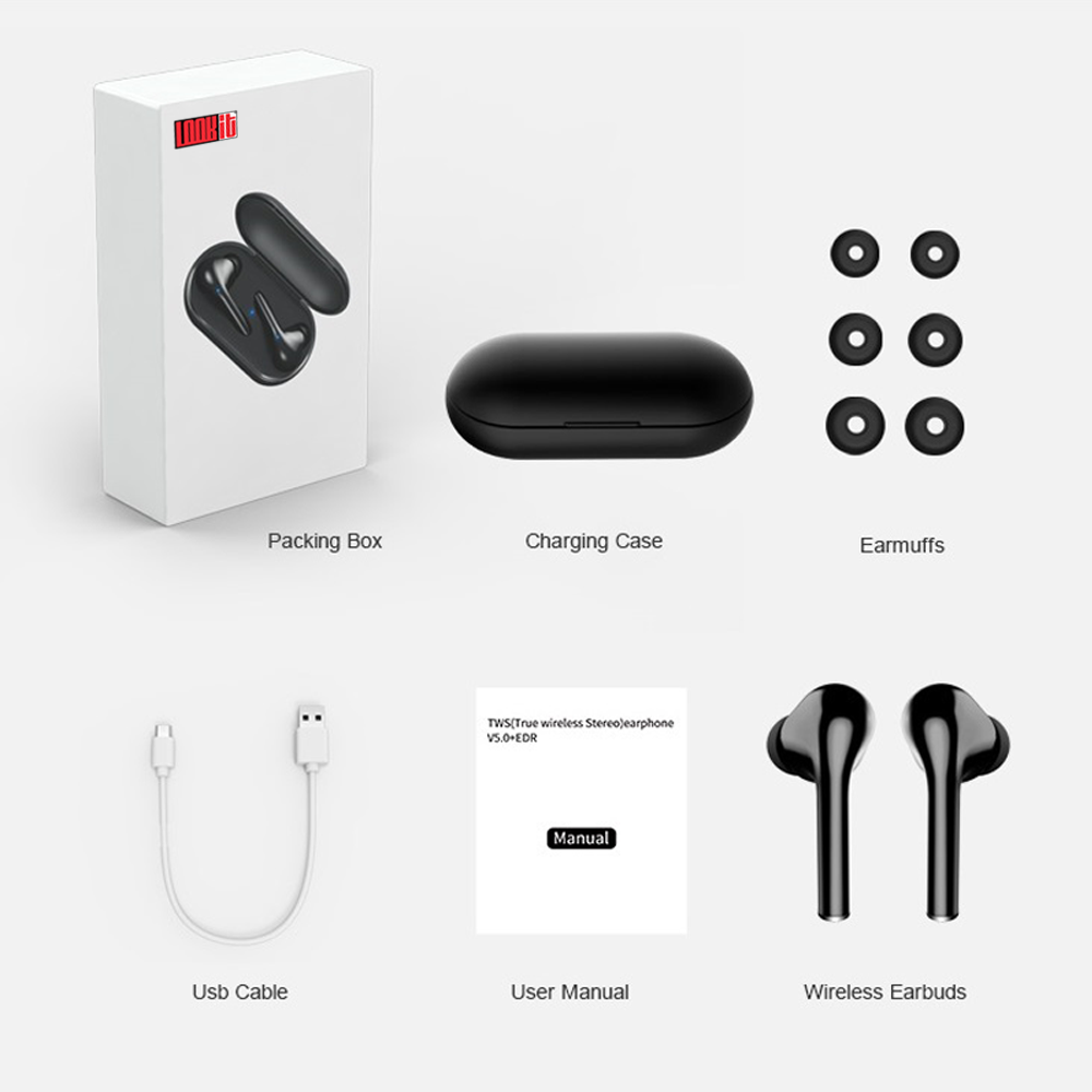 schwarz In-ear Kopfhörer, LOOKIT Wireless Ear Earphones In True Headphones LOOKIT Bluetooth CZ5