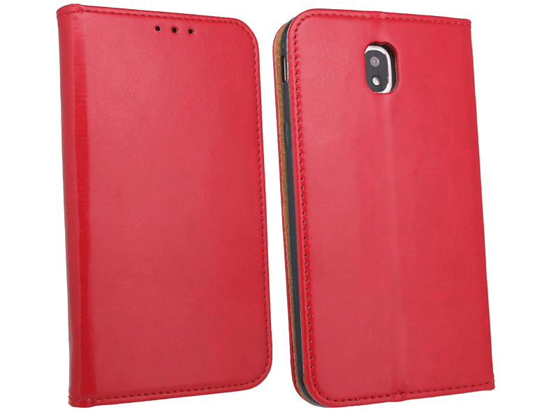 COFI Echt Leder Case, Bookcover, Huawei, Y7 Prime 2018, Rot