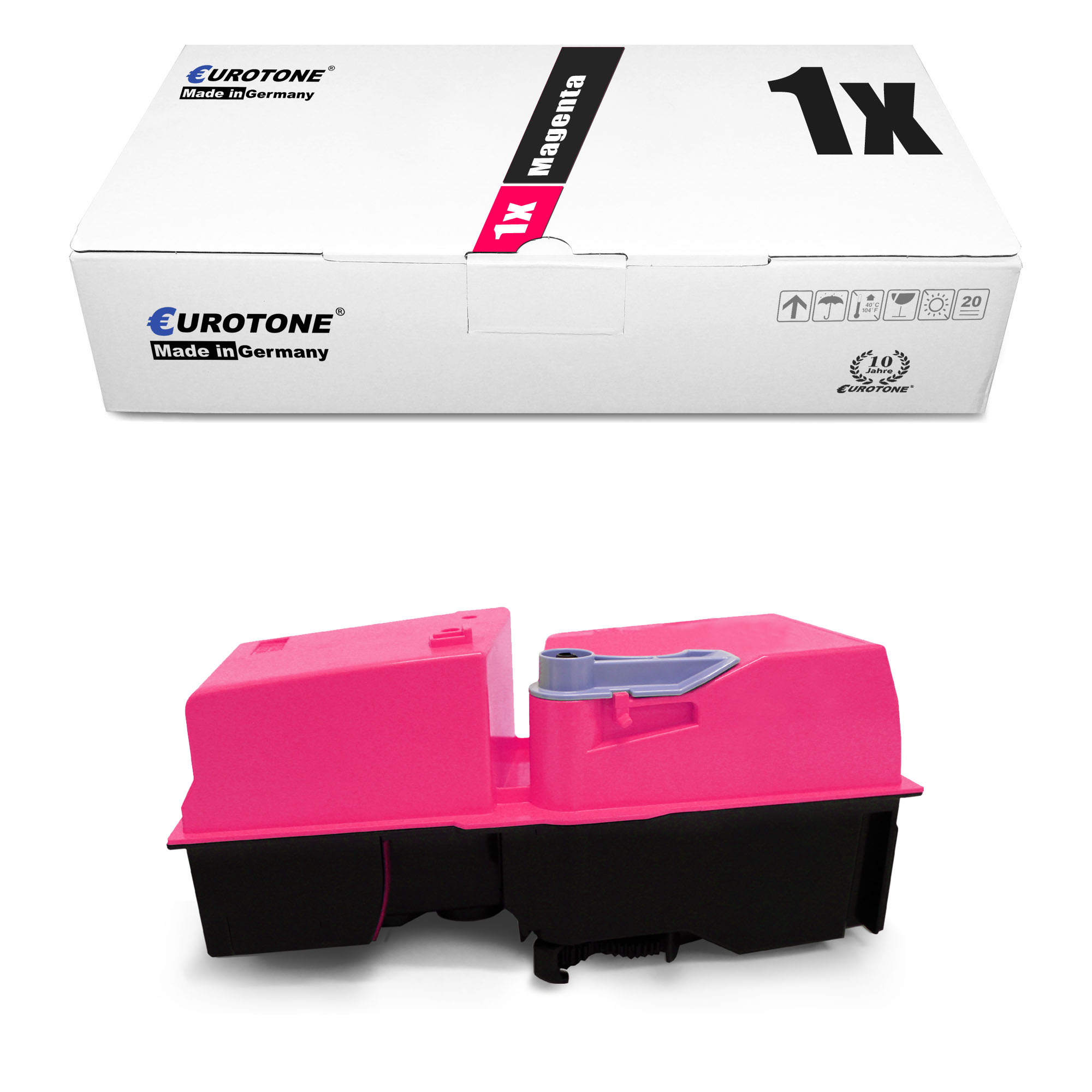 Magenta-Tonerkartuschen-Baugruppe in einer weißen Box. Auf der Box steht 'XL Magenta' und 'Eurotone'.