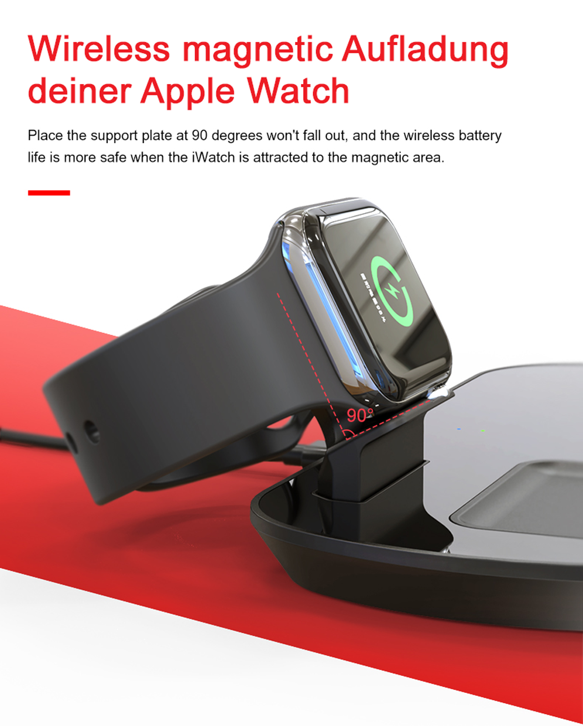 Schwarz Qi Ladegerät für SW Apple, Apple 3in1 LOOKIT Wireless C7-A Ladegerät