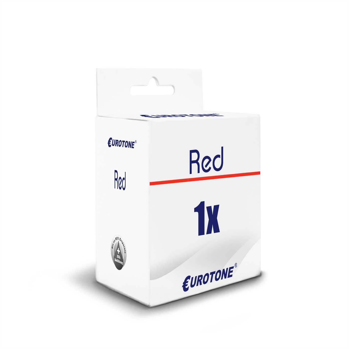 Eine weiße Schachtel mit dem Wort 'Red' und der Zahl '1x' darauf. Unten ist ein Logo.