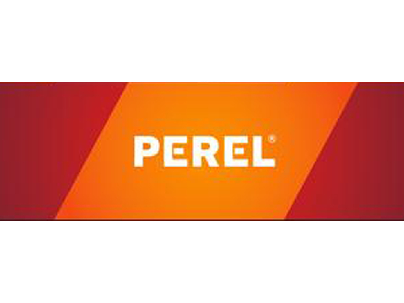 Ein Banner mit roten und orangen Farben mit dem weißen Wort 'PEREL' in der Mitte.