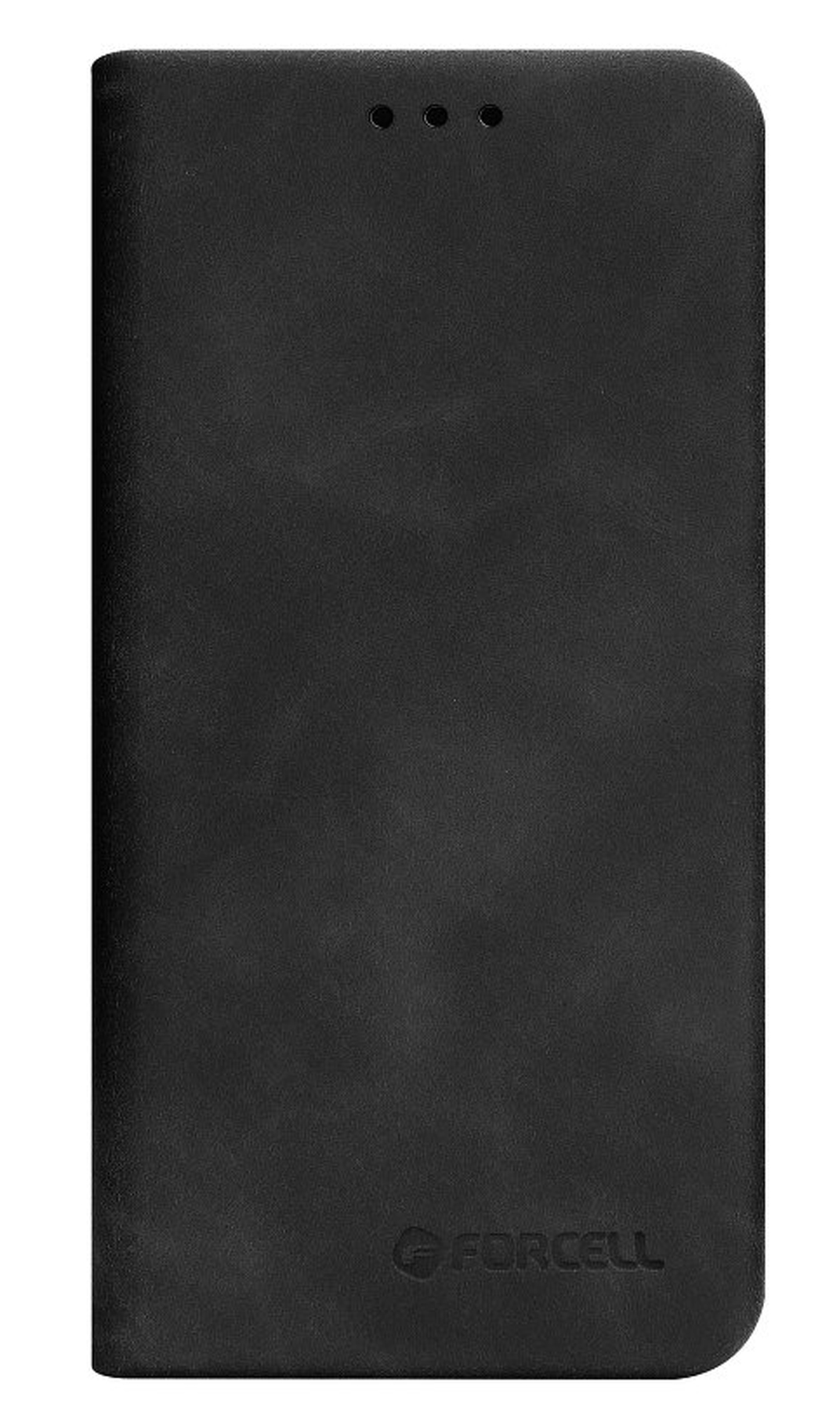 Eine geschlossene schwarze Handyhülle mit dem 'FORCELL'-Logo unten.