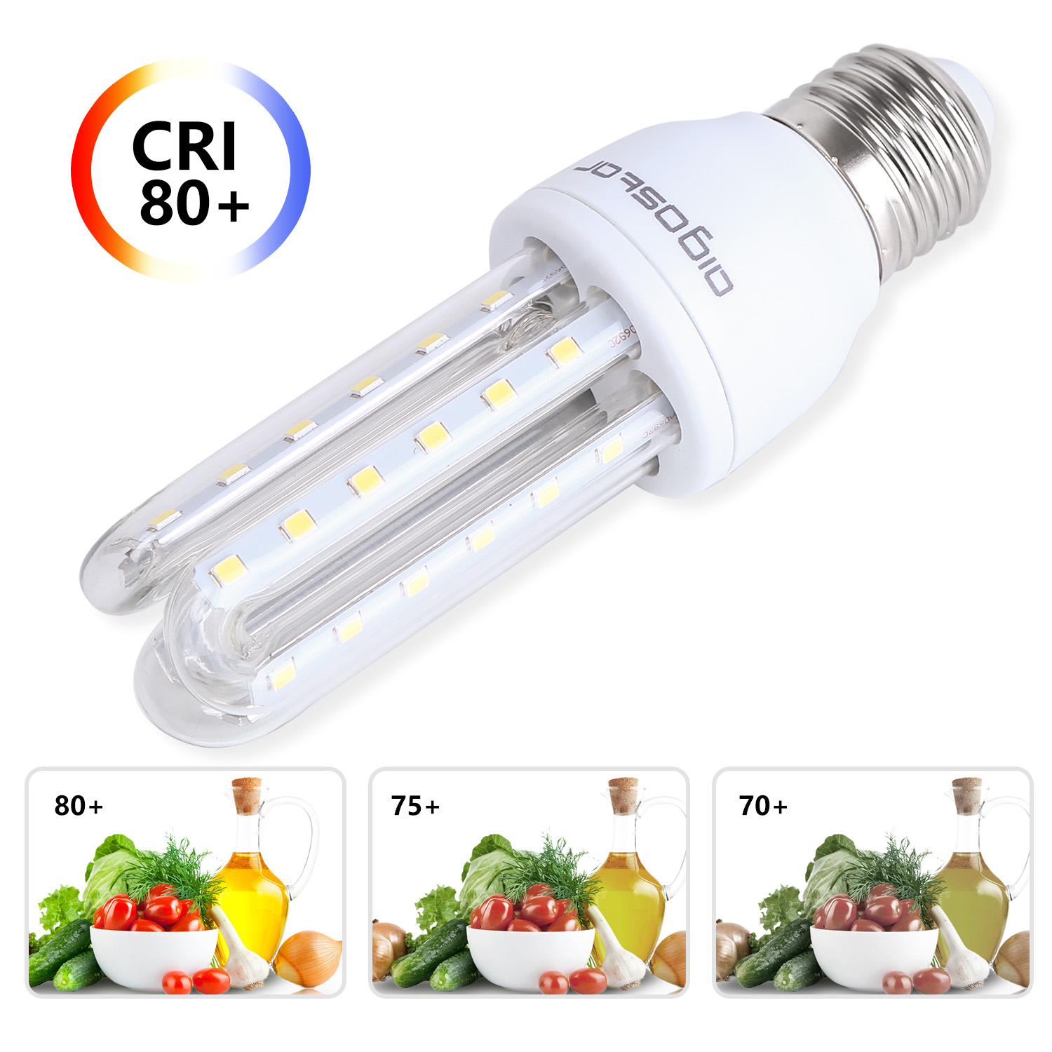 Lampadina a risparmio energetico con tre tubi. Indice di resa cromatica (CRI) di 80+.