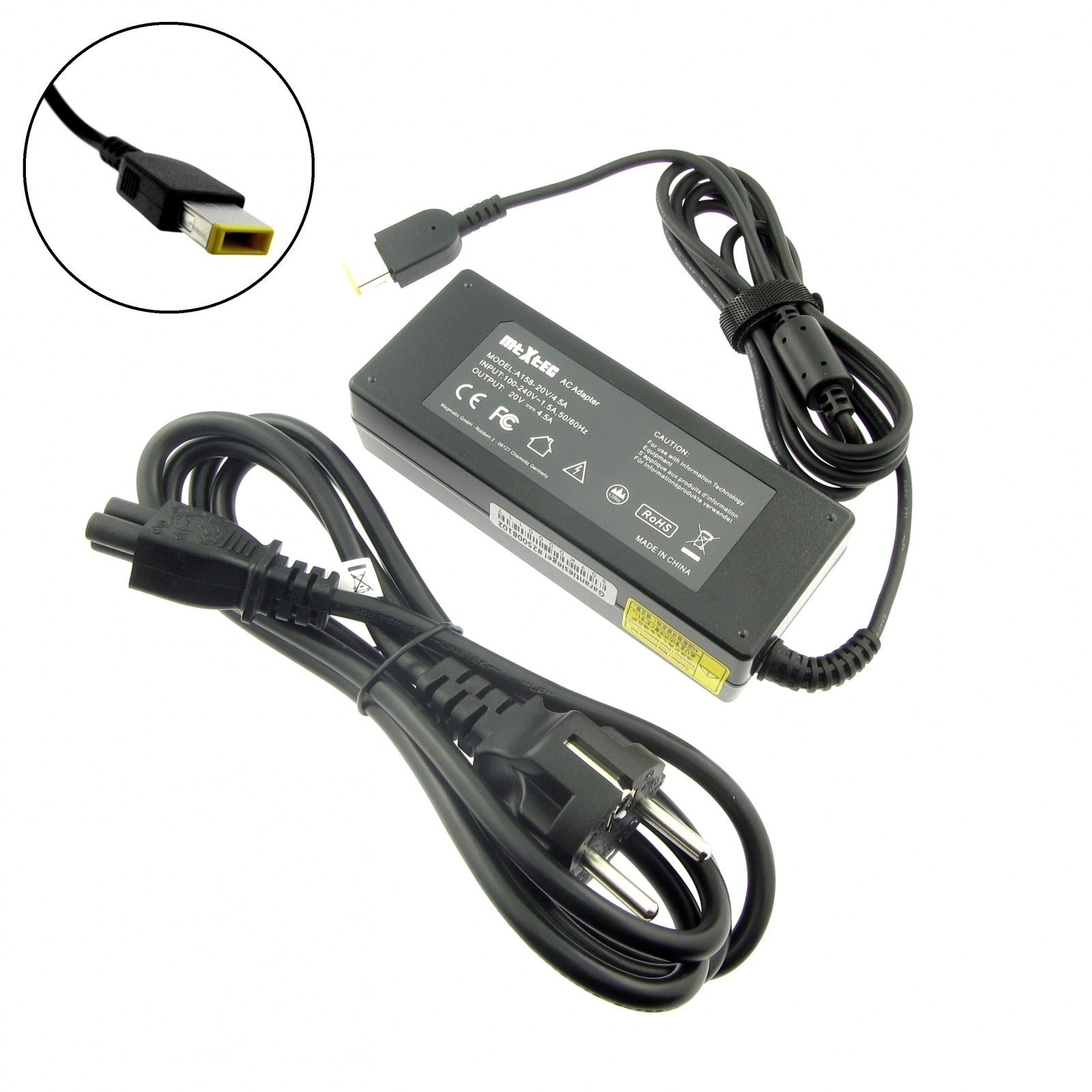 MTXTEC Netzteil, 20V, 4.5A für G410s rechteckig 4 Watt 90 mm Stecker Notebook-Netzteil Touch, 11 LENOVO 90W, x